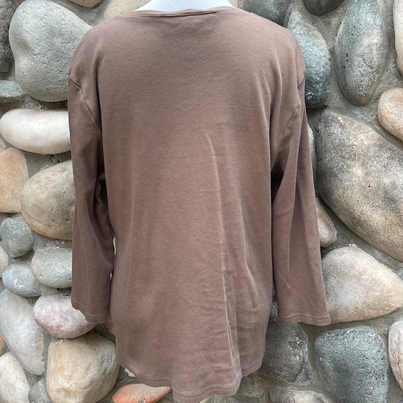 Karen Scott Brown V-Neck 3/4 Sleeve Top XL - Picture 3 of 7